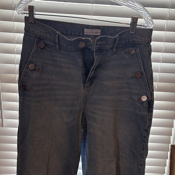 LOFT High Rise Button-Fly Blue Jeans - Picture 2 of 5